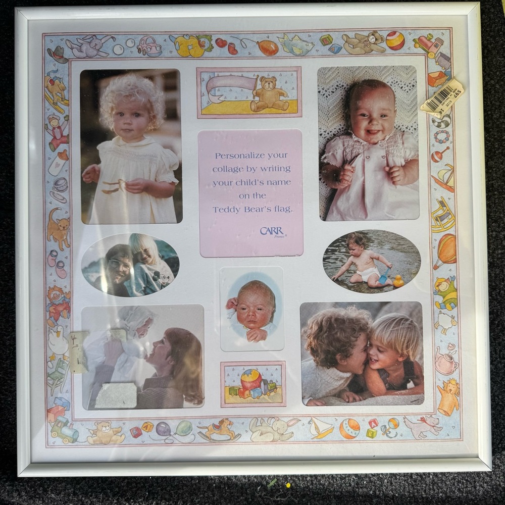 Vintage Carr Frames Teddy Bear Baby Collage Frame 9 Opening New